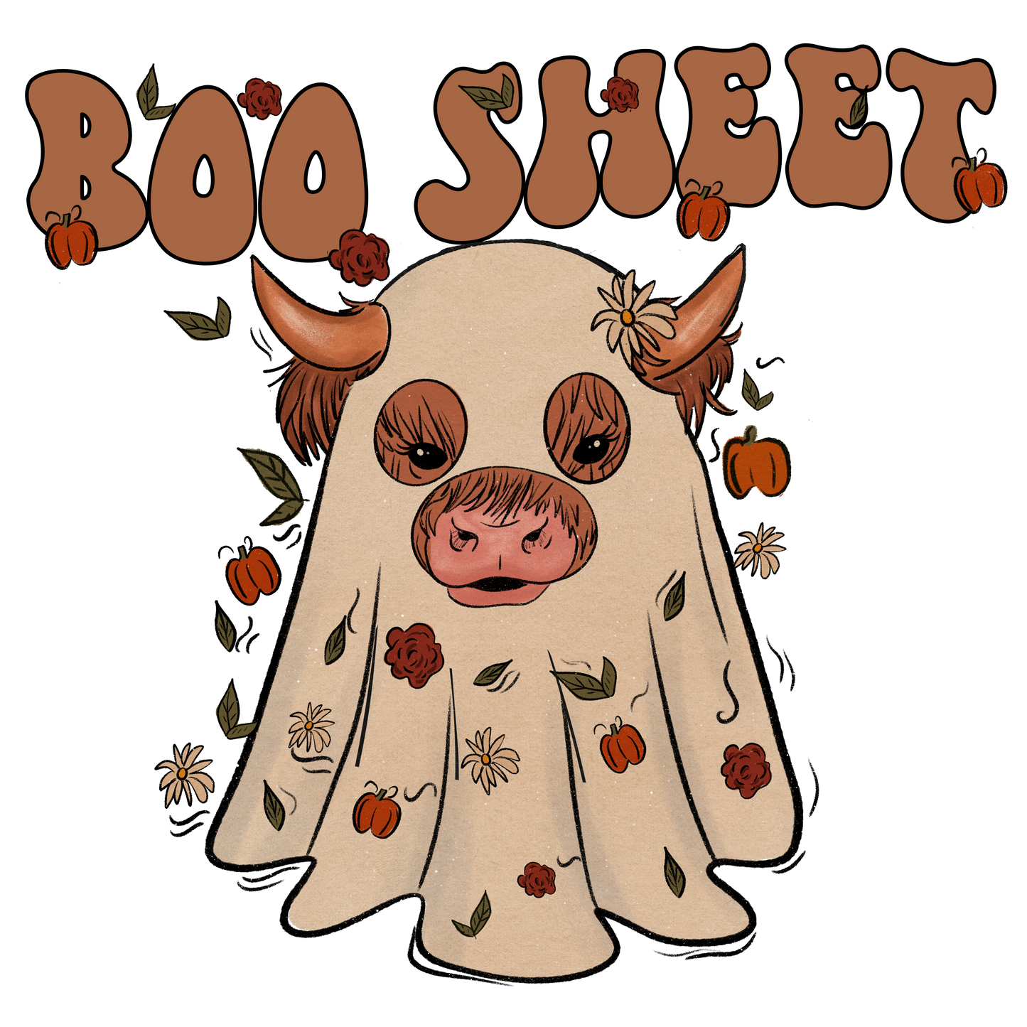 Cow Boo Sheet DTF Print